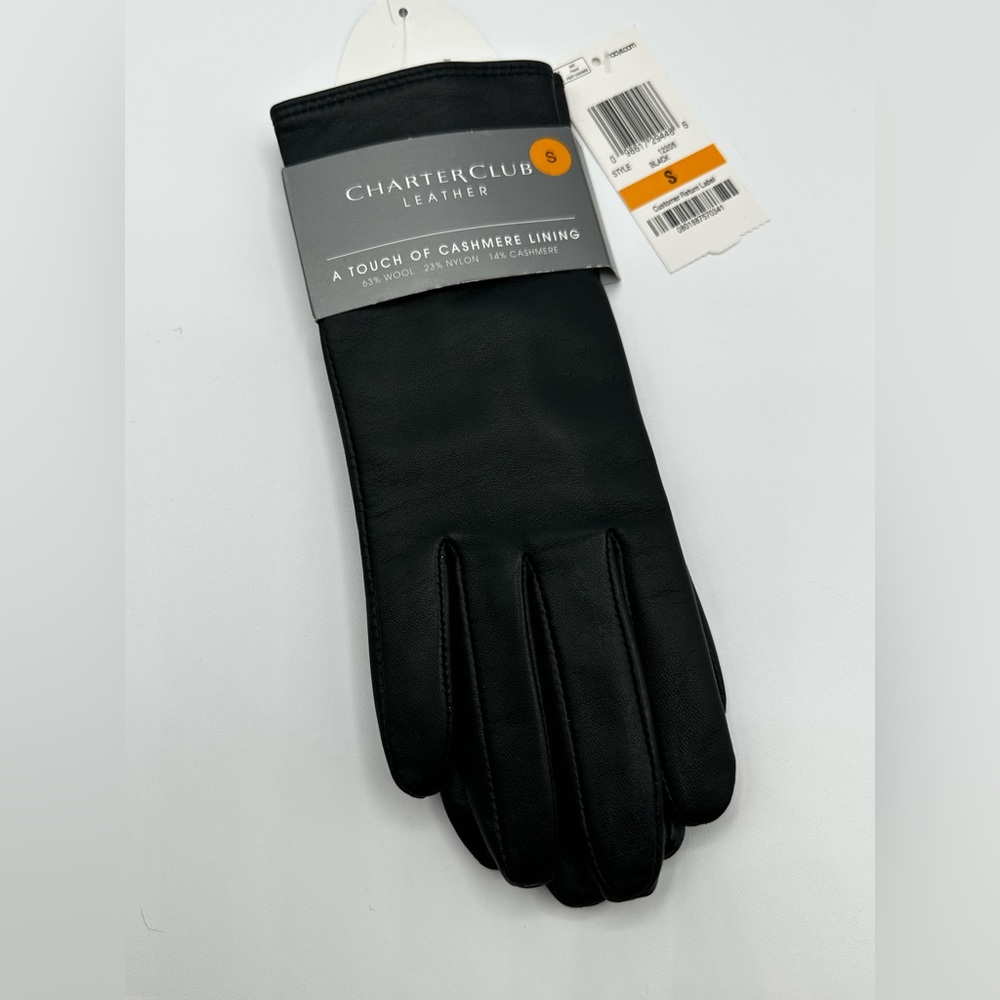 Charter Club Elegant Black Leather Gloves